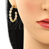 Argolla Mediana 02.210.0784.30 Oro Laminado, Diseño de Candado y Corazón, con Blanca Micro Pave, Pulido, Tono Dorado