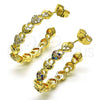 Argolla Mediana 02.210.0784.30 Oro Laminado, Diseño de Candado y Corazón, con Blanca Micro Pave, Pulido, Tono Dorado