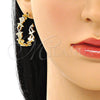 Argolla Mediana 02.210.0785.30 Oro Laminado, Diseño de Delfín, con Blanca Micro Pave, Pulido, Tono Dorado