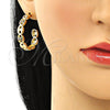 Argolla Mediana 02.210.0786.1.30 Oro Laminado, Diseño de Puff Mariner, con Multicolor Micro Pave, Pulido, Tono Dorado