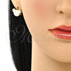 Argolla Huggie 02.210.0787.10 Oro Laminado, Diseño de Osito, Esmaltado Blanco, Tono Dorado