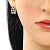 Argolla Huggie 02.210.0789.10 Oro Laminado, Diseño de Osito, con Blanca Zirconia Cubica, Pulido, Tono Dorado
