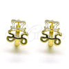 Argolla Huggie 02.210.0789.10 Oro Laminado, Diseño de Osito, con Blanca Zirconia Cubica, Pulido, Tono Dorado