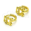 Argolla Huggie 02.210.0789.10 Oro Laminado, Diseño de Osito, con Blanca Zirconia Cubica, Pulido, Tono Dorado