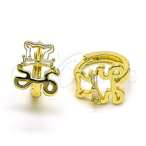 Argolla Huggie 02.210.0789.10 Oro Laminado, Diseño de Osito, con Blanca Zirconia Cubica, Pulido, Tono Dorado