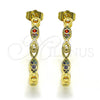 Argolla Mediana 02.210.0780.1.30 Oro Laminado, Diseño de Ojo Griego, con Multicolor Micro Pave, Pulido, Tono Dorado