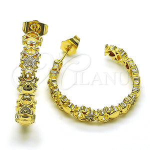 Argolla Mediana 02.210.0790.30 Oro Laminado, Diseño de Niñita Pequeña, con Blanca Micro Pave, Pulido, Tono Dorado