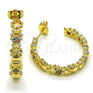 Argolla Mediana 02.210.0790.1.30 Oro Laminado, Diseño de Niñita Pequeña, con Multicolor Micro Pave, Pulido, Tono Dorado