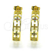 Argolla Mediana 02.210.0791.1.30 Oro Laminado, Diseño de Cruz, con Multicolor Micro Pave, Pulido, Tono Dorado