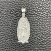 Dije Religioso 05.392.0068 Plata Rodinada, Diseño de Guadalupe, Pulido, Tono Plateado