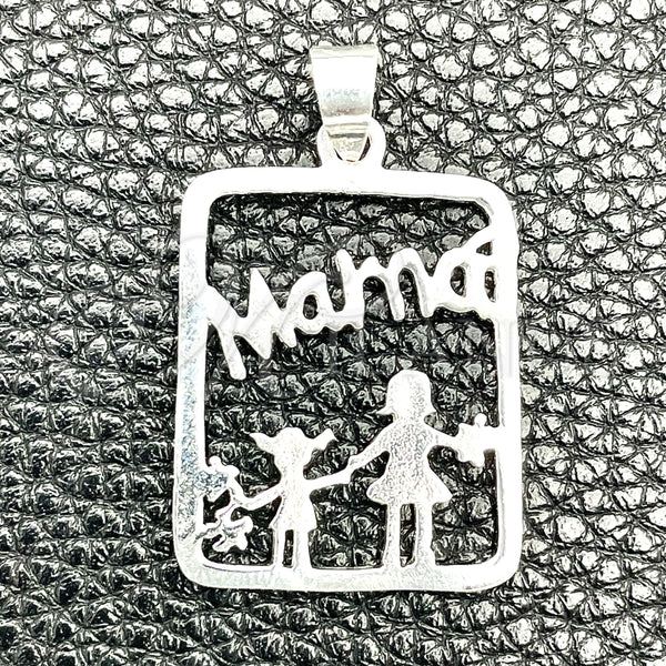 Dije Elegante 05.392.0072 Plata Rodinada, Diseño de Niñita Pequeña y Niñito Pequeño, Pulido, Tono Plateado