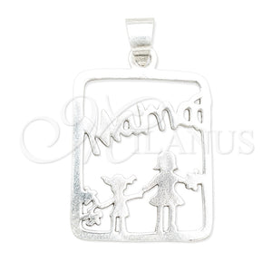 Dije Elegante 05.392.0072 Plata Rodinada, Diseño de Niñita Pequeña y Niñito Pequeño, Pulido, Tono Plateado