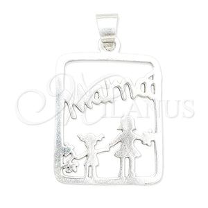Dije Elegante 05.392.0072 Plata Rodinada, Diseño de Niñita Pequeña y Niñito Pequeño, Pulido, Tono Plateado