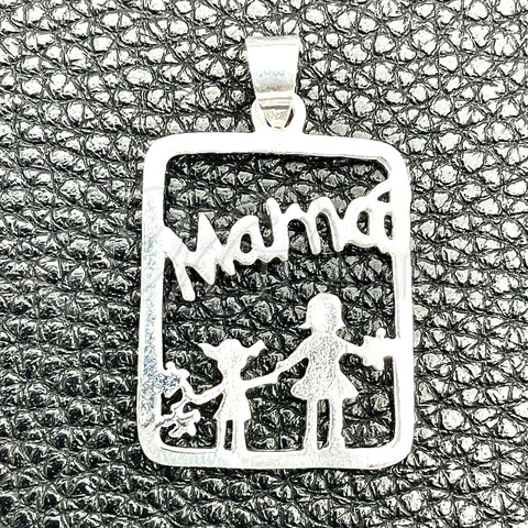 Dije Elegante 05.392.0072 Plata Rodinada, Diseño de Niñita Pequeña y Niñito Pequeño, Pulido, Tono Plateado
