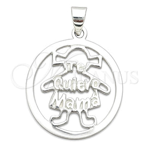 Dije Elegante 05.392.0074 Plata Rodinada, Diseño de Niñita Pequeña y Mama, Pulido, Tono Plateado