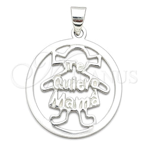 Dije Elegante 05.392.0074 Plata Rodinada, Diseño de Niñita Pequeña y Mama, Pulido, Tono Plateado