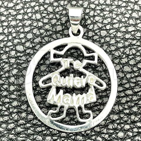 Dije Elegante 05.392.0074 Plata Rodinada, Diseño de Niñita Pequeña y Mama, Pulido, Tono Plateado