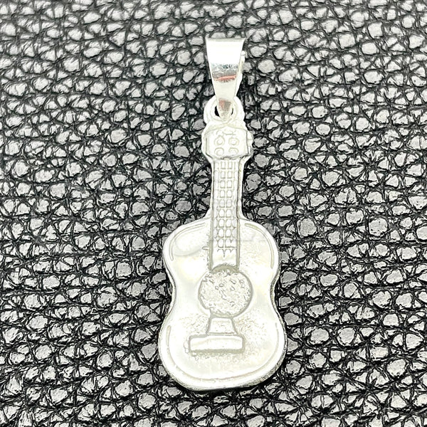 Dije Elegante 05.392.0077 Plata Rodinada, Diseño de Guitarra, Pulido, Tono Plateado