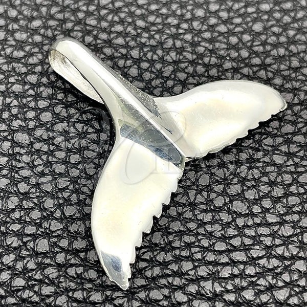 Dije Elegante 05.392.0079 Plata Rodinada, Diseño de Pescado, Pulido, Tono Plateado