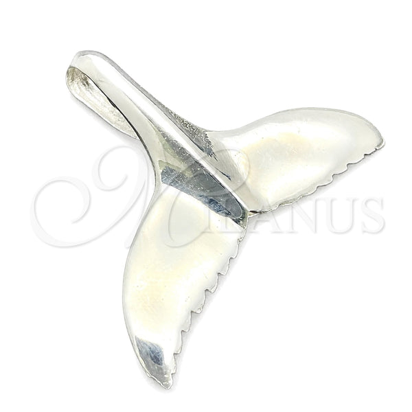 Dije Elegante 05.392.0079 Plata Rodinada, Diseño de Pescado, Pulido, Tono Plateado