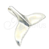 Dije Elegante 05.392.0079 Plata Rodinada, Diseño de Pescado, Pulido, Tono Plateado