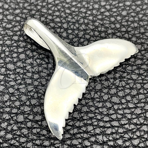 Dije Elegante 05.392.0079 Plata Rodinada, Diseño de Pescado, Pulido, Tono Plateado