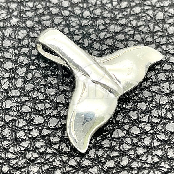Dije Elegante 05.392.0080 Plata Rodinada, Diseño de Pescado, Pulido, Tono Plateado