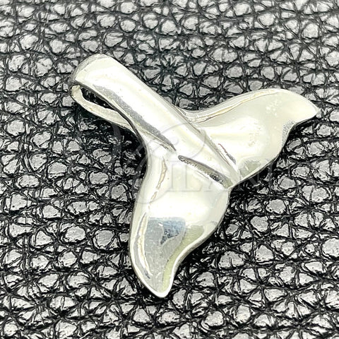 Dije Elegante 05.392.0080 Plata Rodinada, Diseño de Pescado, Pulido, Tono Plateado