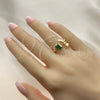 Anillo Multi Piedra 01.213.0035 Oro Laminado, Diseño de Arco, con Verde Zirconia Cubica, Pulido, Tono Dorado (One size fits all)