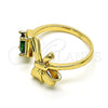 Anillo Multi Piedra 01.213.0035 Oro Laminado, Diseño de Arco, con Verde Zirconia Cubica, Pulido, Tono Dorado (One size fits all)