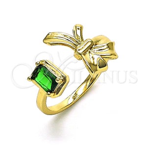 Anillo Multi Piedra 01.213.0035 Oro Laminado, Diseño de Arco, con Verde Zirconia Cubica, Pulido, Tono Dorado (One size fits all)