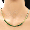 Gargantilla Elegante 04.341.0097.8.13 Oro Laminado, Diseño de Baguette, con Zirconia Cubica Verde, Pulido, Tono Dorado (Grosor 05 MM, 13 Pulgadas de Largo)