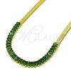 Gargantilla Elegante 04.341.0097.8.13 Oro Laminado, Diseño de Baguette, con Zirconia Cubica Verde, Pulido, Tono Dorado (Grosor 05 MM, 13 Pulgadas de Largo)
