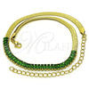 Gargantilla Elegante 04.341.0097.8.13 Oro Laminado, Diseño de Baguette, con Zirconia Cubica Verde, Pulido, Tono Dorado (Grosor 05 MM, 13 Pulgadas de Largo)