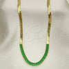 Gargantilla Elegante 04.341.0097.8.13 Oro Laminado, Diseño de Baguette, con Zirconia Cubica Verde, Pulido, Tono Dorado (Grosor 05 MM, 13 Pulgadas de Largo)