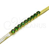 Pulsera Elegante 03.341.0187.07 Oro Laminado, Diseño de Baguette, con Verde Zirconia Cubica, Pulido, Tono Dorado (05 MM Thickness, 7 Inches Length)