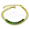 Pulsera Elegante 03.341.0187.07 Oro Laminado, Diseño de Baguette, con Verde Zirconia Cubica, Pulido, Tono Dorado (05 MM Thickness, 7 Inches Length)