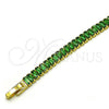 Pulsera Tennis 03.341.0188.07 Oro Laminado, Diseño de Baguette, con Verde Zirconia Cubica, Pulido, Tono Dorado (06 MM Thickness, 7 Inches Length)