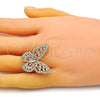 Anillo Multi Piedra 01.283.0030.09 Oro Laminado, Diseño de Mariposa, con Blanca Zirconia Cubica, Pulido, Tono Dorado (Size 9)