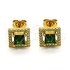 Arete Dormilona 02.342.0208 Oro Laminado, con Verde Zirconia Cubica and Blanca Micro Pave, Pulido, Tono Dorado