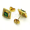 Arete Dormilona 02.342.0208 Oro Laminado, con Verde Zirconia Cubica and Blanca Micro Pave, Pulido, Tono Dorado