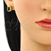 Arete Dormilona 02.342.0209 Oro Laminado, Diseño de Cluster, con Verde Zirconia Cubica and Blanca Micro Pave, Pulido, Tono Dorado