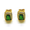 Arete Dormilona 02.342.0209 Oro Laminado, Diseño de Cluster, con Verde Zirconia Cubica and Blanca Micro Pave, Pulido, Tono Dorado