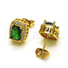 Arete Dormilona 02.342.0209 Oro Laminado, Diseño de Cluster, con Verde Zirconia Cubica and Blanca Micro Pave, Pulido, Tono Dorado