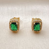 Arete Dormilona 02.342.0209 Oro Laminado, Diseño de Cluster, con Verde Zirconia Cubica and Blanca Micro Pave, Pulido, Tono Dorado