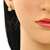 Arete Dormilona 02.310.0095 Oro Laminado, Diseño de Mariquita, con Blanca and Negro Micro Pave, Pulido, Tono Dorado