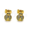 Arete Dormilona 02.310.0095 Oro Laminado, Diseño de Mariquita, con Blanca and Negro Micro Pave, Pulido, Tono Dorado