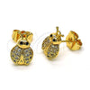 Arete Dormilona 02.310.0095 Oro Laminado, Diseño de Mariquita, con Blanca and Negro Micro Pave, Pulido, Tono Dorado