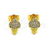 Arete Dormilona 02.310.0107 Oro Laminado, Diseño de Helado, con Blanca Micro Pave, Pulido, Tono Dorado