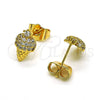 Arete Dormilona 02.310.0107 Oro Laminado, Diseño de Helado, con Blanca Micro Pave, Pulido, Tono Dorado